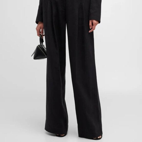 L.K.Bennett Black Wide Leg Trouser Pants 2 Classic Office Old Money Quiet Luxury - Picture 11 of 11